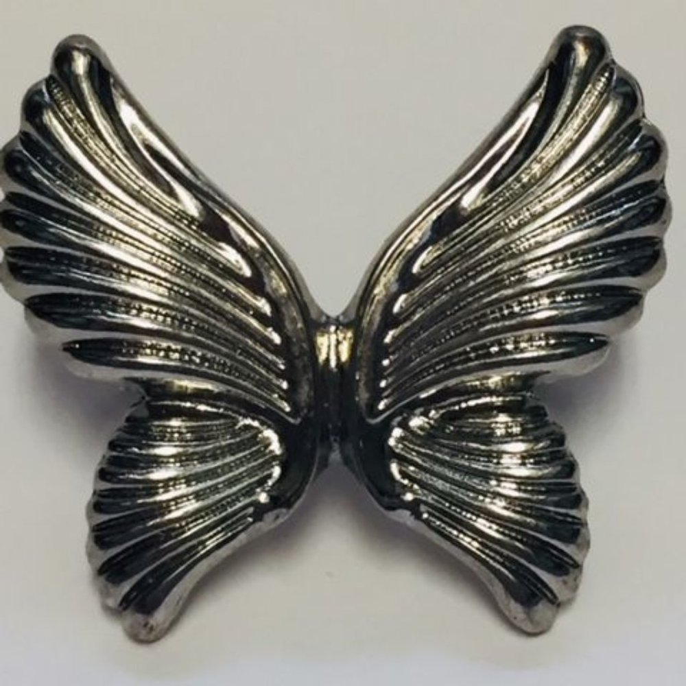 Two Finger Butterfly Ring Silver Tone